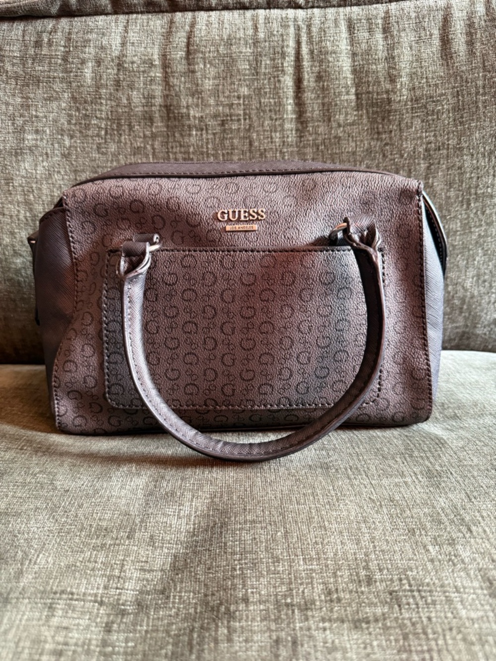 GUESS Black/Gray Monogram Satchel